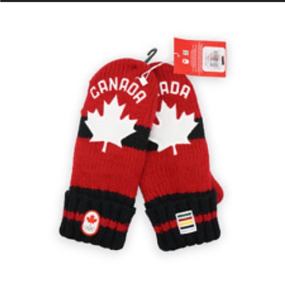Hudsons Bay Accessories - HUDSON BAY CANADA MAPLE LEAF RED MITTENS, NWT, ADULT LARGE/XL, OLYMPIC LOGO